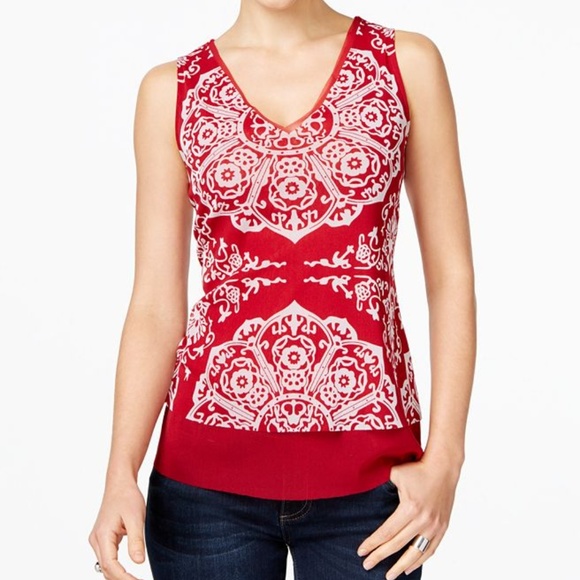 INC International Concepts Tops - 💙HP💙 INC International Concepts Printed Red Top